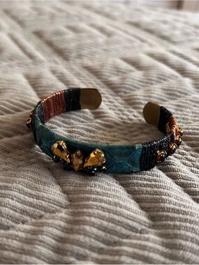 By Parisian-brand Satellite -Tone Beaded Cuff Bracelet with Gold Accents
